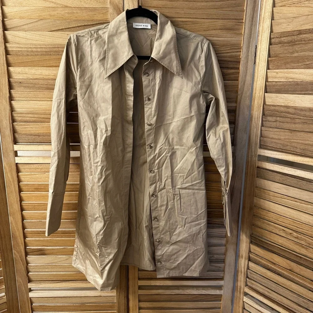 Anine Bing Tiffany Mini Beige Button Front Dress size XS